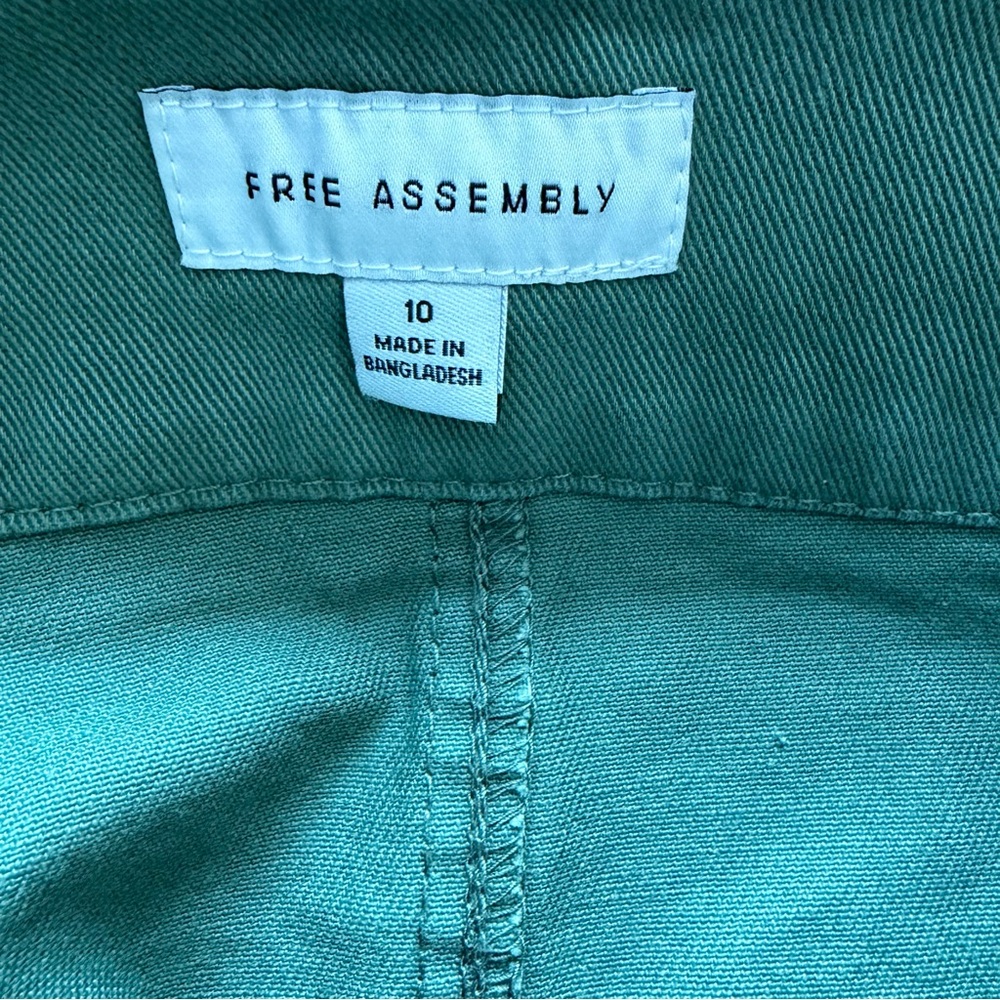 Free Assembly Flared Cotton Midi Skirt A-line Green Size 10 - Picture 5 of 6